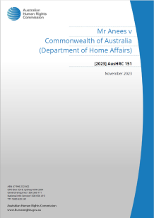 Cover of Australian Human Rights Commission report Mr Anees v Commonwealth